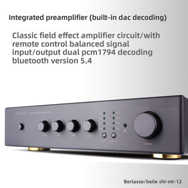 Berlasse latest fever field effect front amplifier dual 1794 decoder Bluetooth 5.4 HIFI power amplifier front MT-12