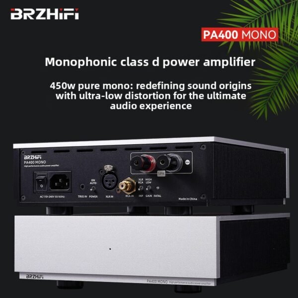 BRZHIFI PA400 Mono Class D Power Amplifier HiFi Ultimate Amplifier 450W purifi HYPEX