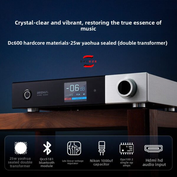 1002 BRZHIFI flagship DC600 audio decoder, featuring the AK4499EXEQ dual-core chip and Bluetooth 6.2.