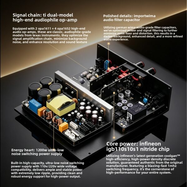 BRZHIFI Infineon Core Low Distortion Pure Rear GaN200 Gallium Nitride Home Power Amplifier